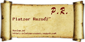 Platzer Rezső névjegykártya